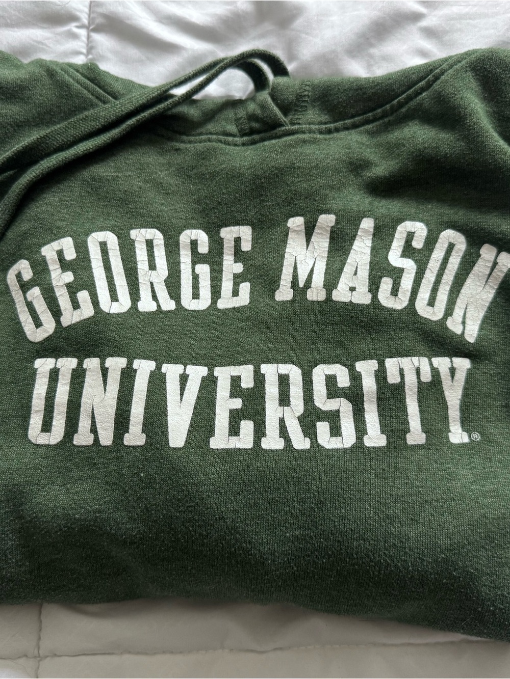George Mason University Green Hoodie with White Lettering like new Medium